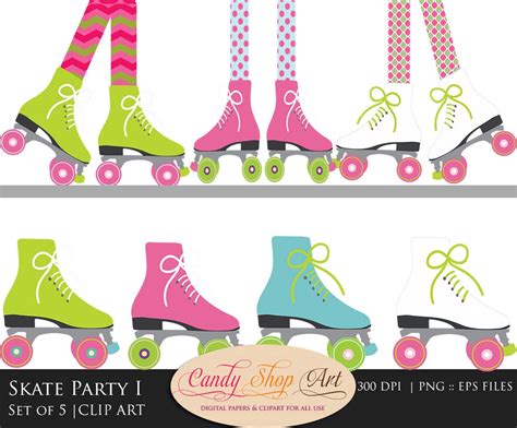 Roller Skating Clip Art Skate Party Clip Art Roller Skating Feet Clipart Png Instant Download Etsy