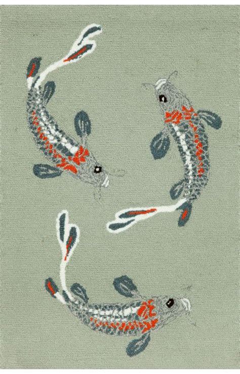 China indoor/outdoor hand tufted area rug koi 2' x 8' aqua ca… Trans Ocean Frontporch Outdoor Koi Fish Rug | Outdoor Rugs ...
