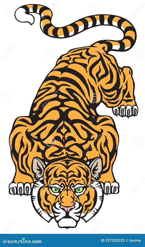 Tiger Ready To Jump Isolated Vector Illustration Stock Vector