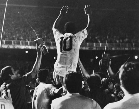 Pele Celebrates Scoring His Th Goal With His Santos Team Mates In Brazil S Greatest