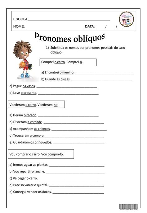 Pronomes Oblíquos Atividades sobre pronomes Pronomes Atividades