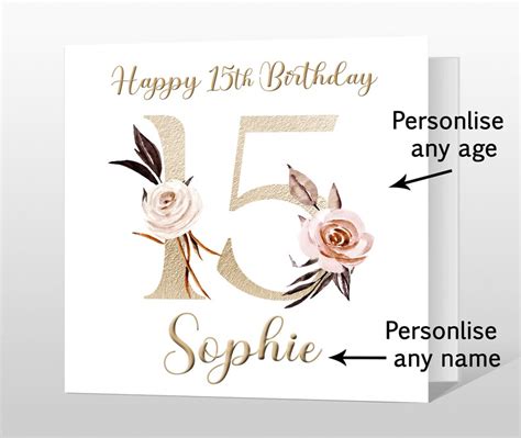 Personalised 15th Birthday Card 15th Birthday Card For Etsy