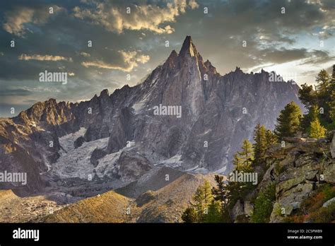 Autumn In The High Mountains Of The French Alps Aiguille Du Dru In The