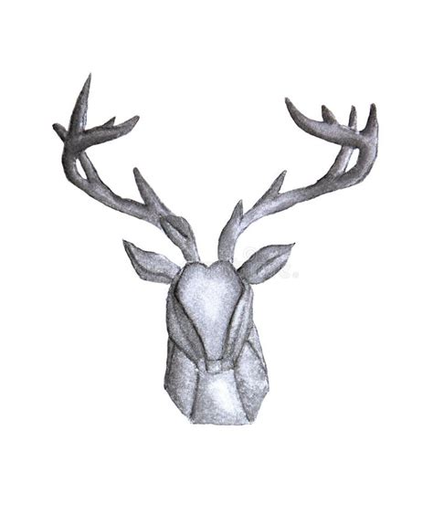 Watercolor Deer Head Stock Illustration Illustration Of Hand 86565270
