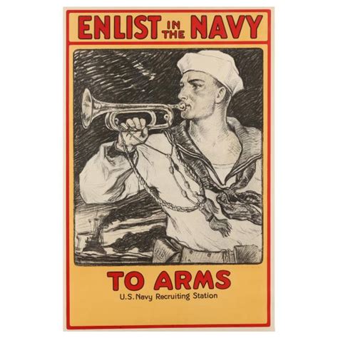 Vintage Wwi Poster Enlist In The Navy To Arms 1917 Lot 226