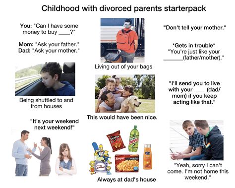 Childhood With Divorced Parents Starterpack Rstarterpacks Starter