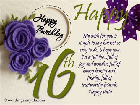 The friend & i covered the hotels and there was a cot or sleep sofa for my niece. 16th Birthday Wishes, Messages and Greetings | 16th ...