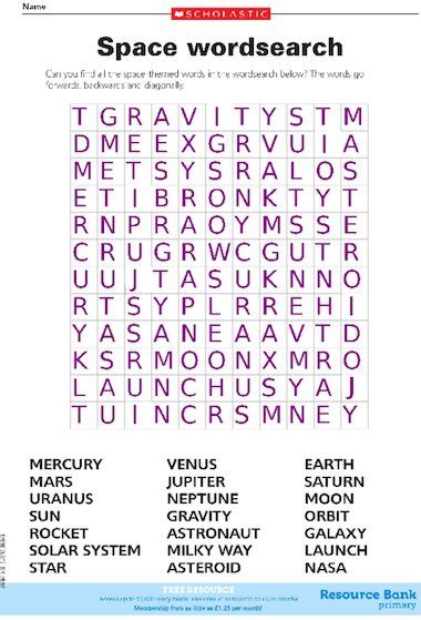 Space Wordsearch Free Primary Ks2 Teaching Resource Scholastic