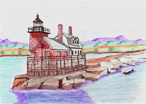 Rockland Lighthouse Drawing By Paul Meinerth Fine Art America