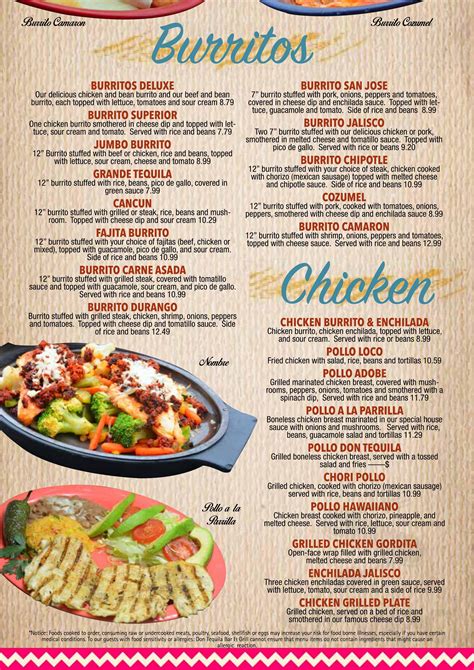 Don Tequila Elyria menu in Elyria, Ohio, USA