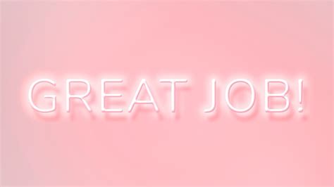 Great Job Neon Word Typography On A Pink Background Free Image By