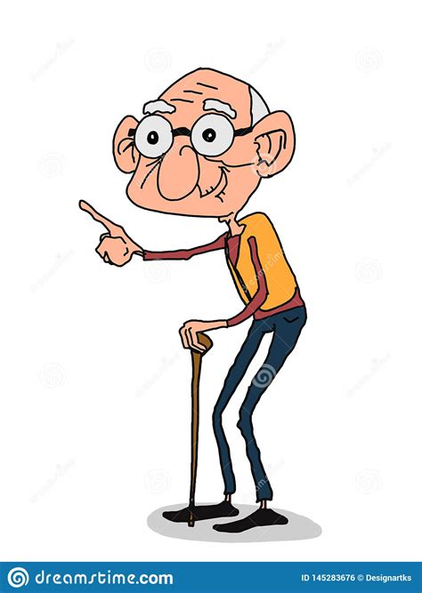 Old Man Characters Cartoon Illustration Speech Bubble White Background