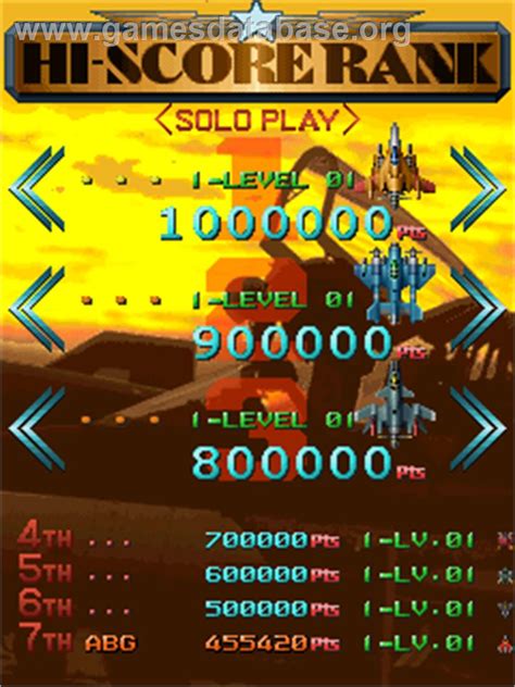 Raiden Fighters Jet Arcade Artwork High Score Screen