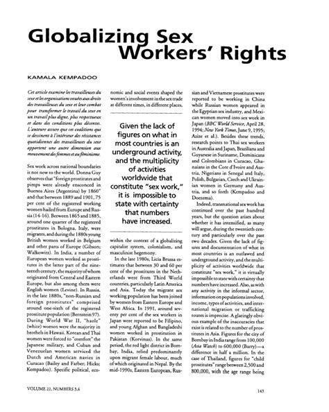 Pdf Globalizing Sex Workers Rights