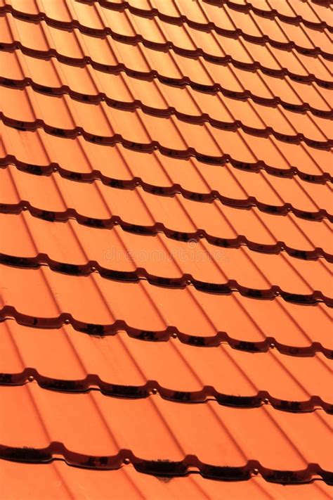 Orange Concrete Roof Tiles On A Residential Home Roof Tiles Background