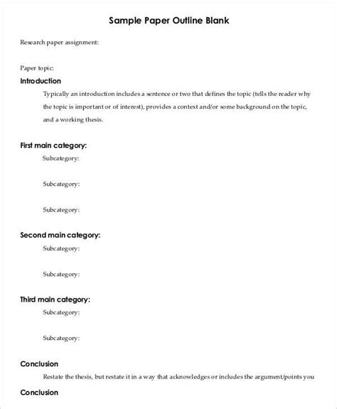 Printable Research Paper Outline Template 8 Free Word Pdf
