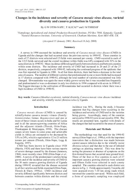 Manihotis has become one of the major economic diseases of cassava in africa. (PDF) Changes in the incidence and severity of Cassava ...