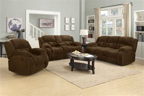 Brown Velvet Chenille Reclining Sofa Living Room Set In Portland Oregon