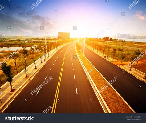 At Dusk Highway In The Village Stock Photo 126385724 Shutterstock