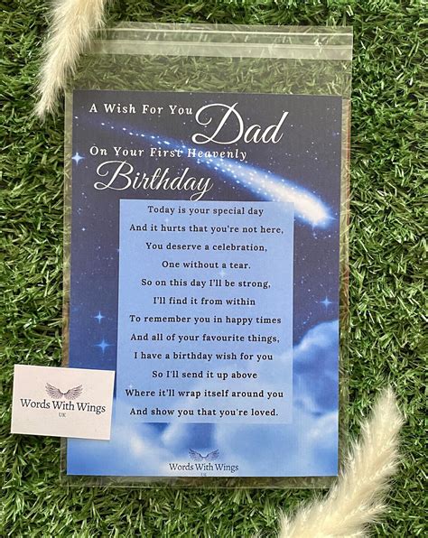 A Wish For You Dad On Your First Heavenly Birthday Grave Card Etsy Uk
