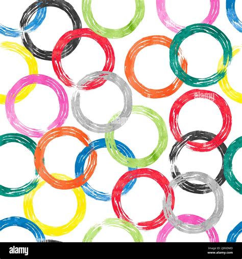 Colorful Watercolor Rings Seamless Pattern Vector Background With