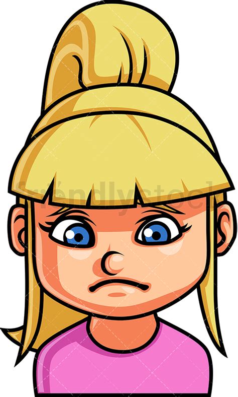 Little Girl Sad Face Cartoon Vector Clipart Friendlystock