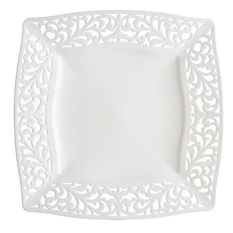 White Pierced Square Dinner Plates Set Of 10 At Home