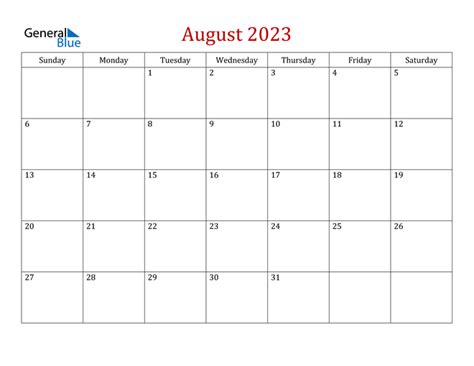 August 2023 Printable Monthly Calendar August 2023 Calendar Free