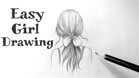 How To Draw A Girl Easy Back Side View Pencil Sketch Drawing Of A Girl