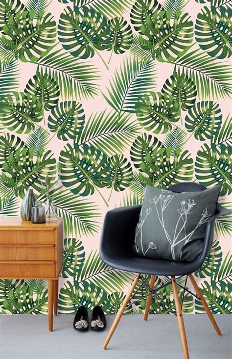 Peel N Stick Wall Paper Tropical Palm Leaf Wallpaper Etsy Palm