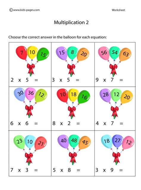 Simple Multiplication Worksheets For Kindergarten