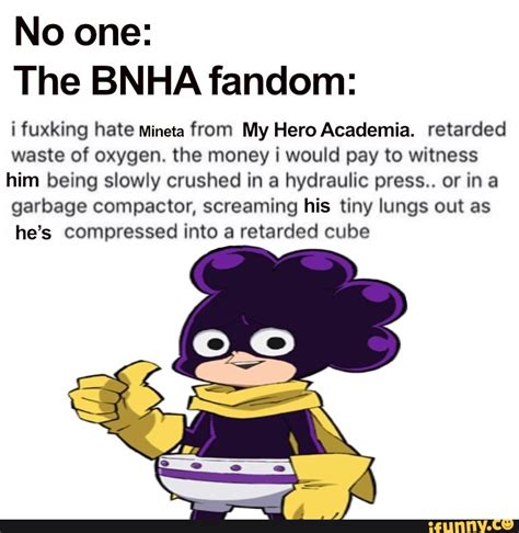 They're heroes because they're cool! No one: The BNHA fandom: i fuxking hate Mineta from My ...