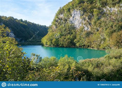 Turquoise Lake In Plitvice National Park Croatia Stock