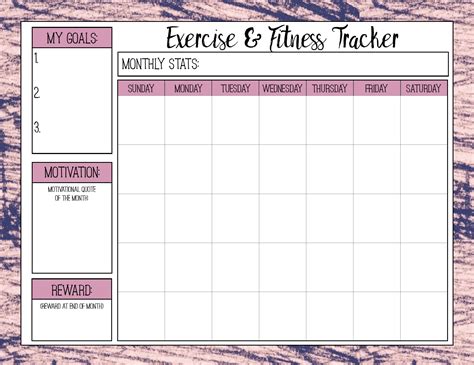 a printable exercise and fitness tracker with the words, my goals are