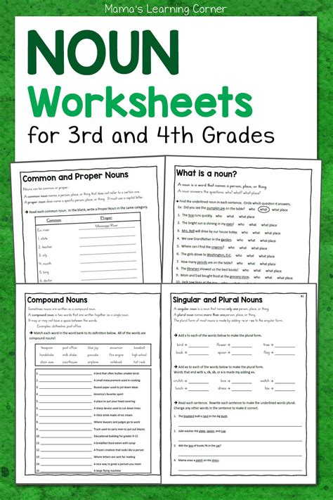 Noun Worksheets For 3rd And 4th Grades Mamas Learning Corner