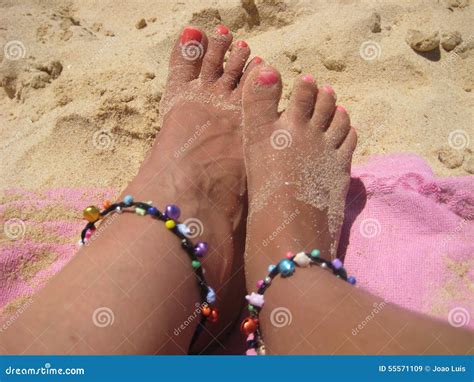 Feet In Sand Stock Image Image Of Pink Tanning Ankle