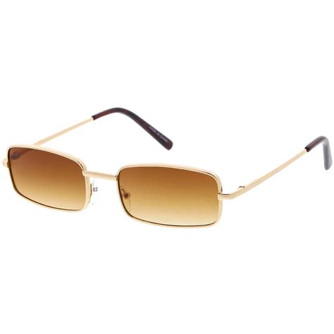 Classic Small Metal Rectangle Sunglasses Neutral Colored Flat Lens 54mm Rectangle Sunglasses