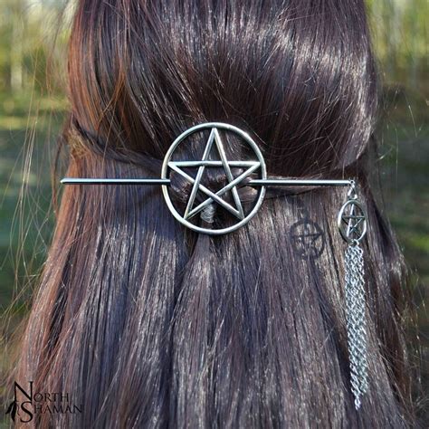 Barrette Stick Pentacle Star Silver Jewelry Accessory Hairstyle Hair