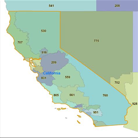 California Area Code Maps California Telephone Area Code Maps Free
