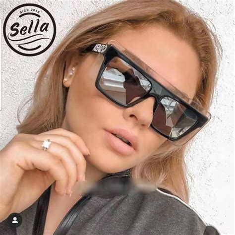 sella 2021 new european style women oversized square sunglasses brand designer double color