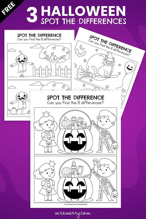 3 Halloween Spot The Difference Printables Mrs Merry Halloween