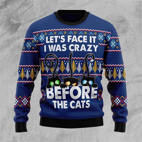 Crazy Cat Christmas Wool Sweater Robinplacefabrics
