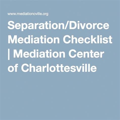 Don't take anything for granted! Separation/Divorce Mediation Checklist | Mediation Center of Charlottesville # ...