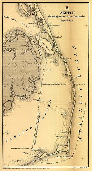 Vintage Map Of The Outer Banks 1862 Photographic Print By