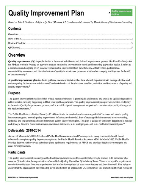 Quality Improvement Plan Fill Out And Sign Online Dochub