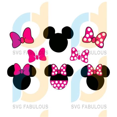 Minnie Mouse Head Ears Pink Polka Dots Bow Disney Svg Disneyland Svg
