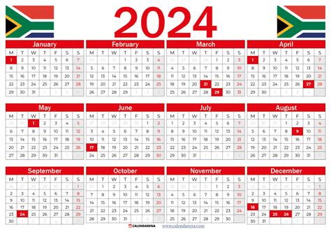 January 2024 Calendar South Africa Printable Calendar Carine Roselle