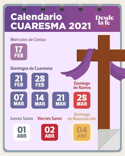 Calendario de Cuaresma y Semana Santa 2021 Diócesis de Granada En