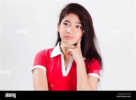 1 Indian Beautiful Girl Thinking Stock Photo Alamy