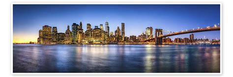 Wandbild „new York City Skyline Panorama Bei Nacht Von Jan Christopher